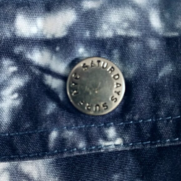 Saturdays Surf NYC Mens Tie Dye Print Swim Shorts Navy Blue Cotton Size S - Picture 8 of 10